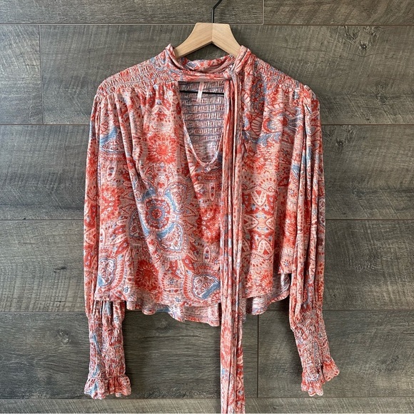 Free People Vista Dreams Paisley Blouse Top XS - Picture 4 of 9